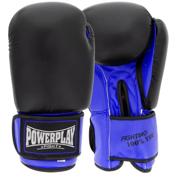 Боксерские перчатки PowerPlay 3004 Classic Черный/Синий 12 ун (PP_3004_12oz_Bl/Navy), Вес: 12 унций, Цвет: Чёрный/Синий