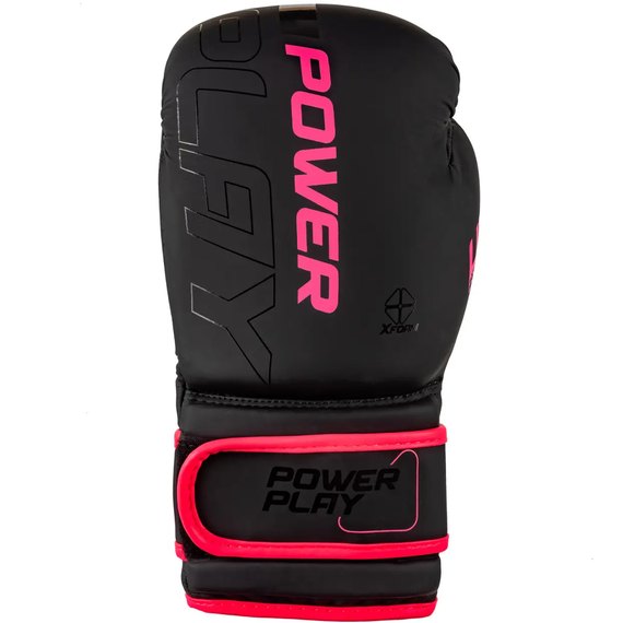Боксерские перчатки PowerPlay 3024 Ultra Mat Черный/Розовый 12 ун (PP_3024_12oz_Bl/Pink), Вес: 12 унций, Цвет: Чёрный/Розовый, изображение 2