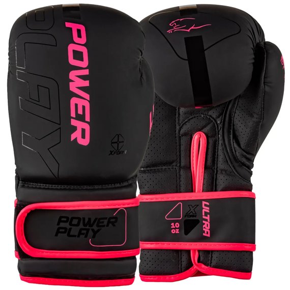 Боксерские перчатки PowerPlay 3024 Ultra Mat Черный/Розовый 8 ун (PP_3024_8oz_Bl/Pink), Вес: 8 унций, Цвет: Чёрный/Розовый