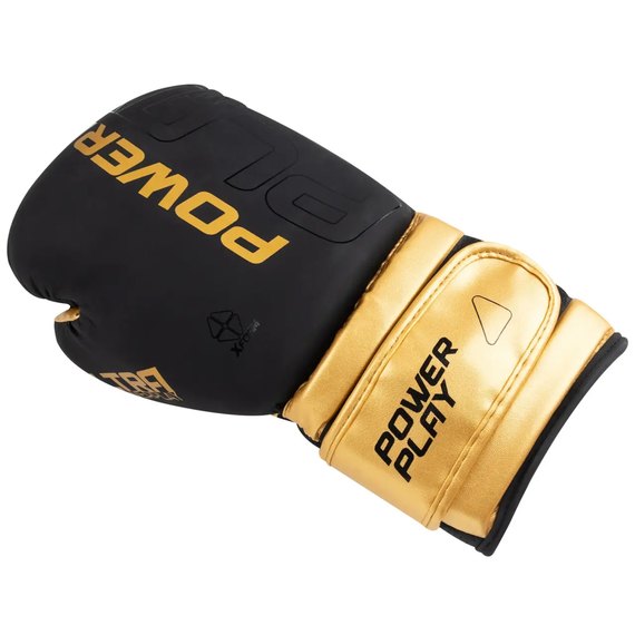Боксерские перчатки PowerPlay 3024 Ultra Mat Черный/Золотой 8 ун (PP_3024_8oz_Bl/Gold), Вес: 8 унций, Цвет: Чёрный/Золотой, изображение 4