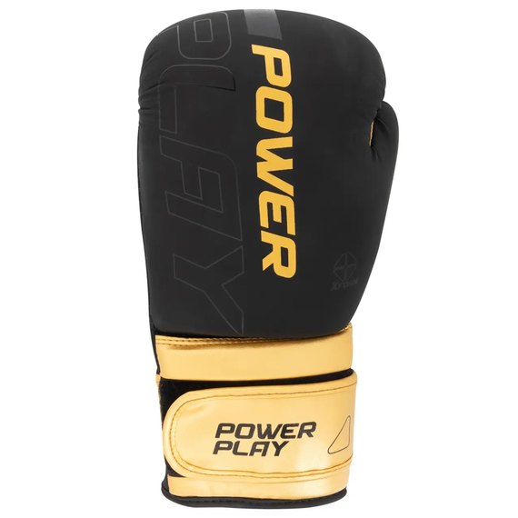 Боксерские перчатки PowerPlay 3024 Ultra Mat Черный/Золотой 8 ун (PP_3024_8oz_Bl/Gold), Вес: 8 унций, Цвет: Чёрный/Золотой, изображение 2