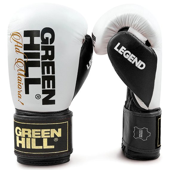 Боксерські рукавички Green Hill Legend 12 унц білий/чорний BGLG-2246, Вага: 12 унцій, Колір: Білий/Чорний, зображення 2