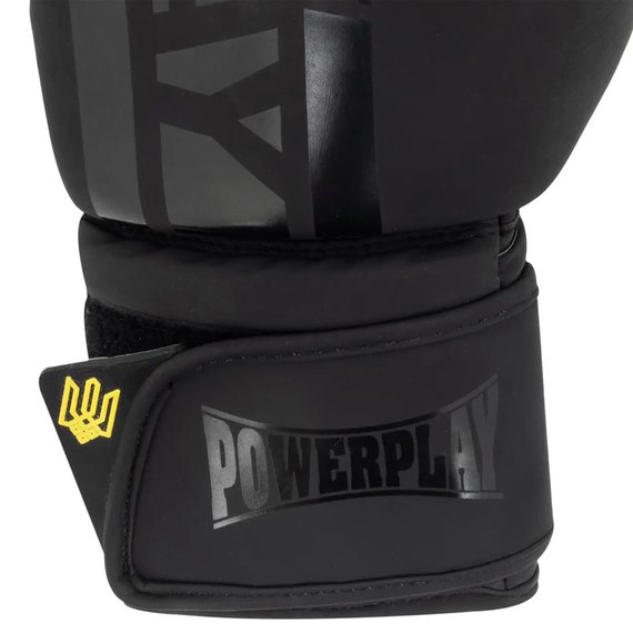 Боксерские перчатки PowerPlay 3021 Ukraine Черные 12 ун (PP_3021_12oz_Black), Вес: 12 унций, Цвет: Чёрный, изображение 4