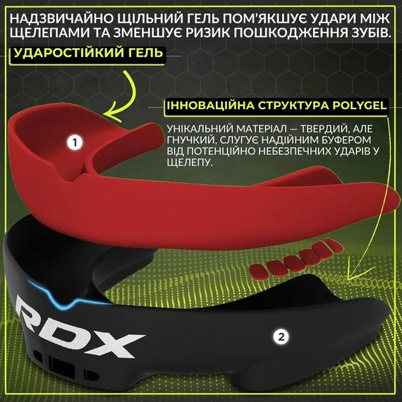 Капа для бокса RDX Gel 3w (возраст до 10) Black/Red (GGS-3GRJ), изображение 4