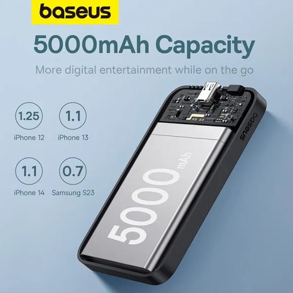 Повербанк Baseus Magnetic Mini Air Wireless Fast Charge 5000 mAh 20W Black (P10022107113-00), зображення 4