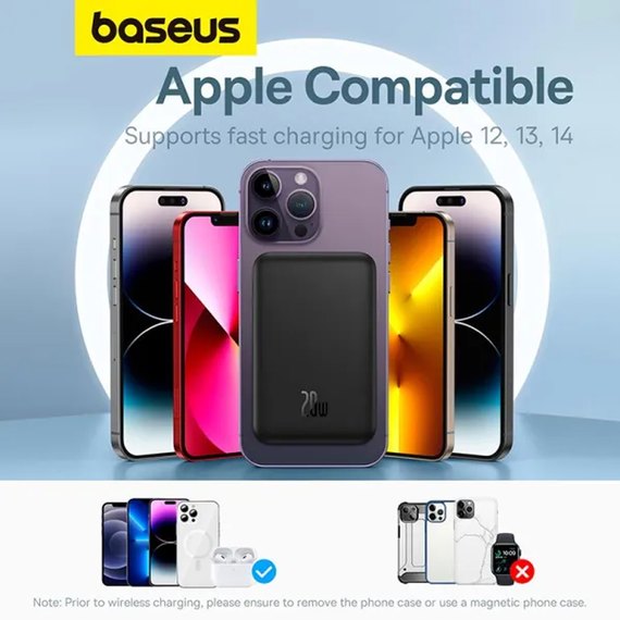 Повербанк Baseus Magnetic Mini Air Wireless Fast Charge 5000 mAh 20W Black (P10022107113-00), зображення 6