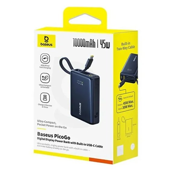 Повербанк Baseus PicoGo Digital Display 10000 mAh 45W Cosmic Black (P10076803123-00), зображення 7
