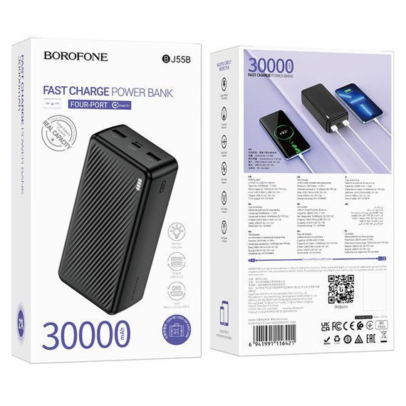Повербанк Borofone BJ55B Graceful 30000 mAh 2А Black, зображення 6