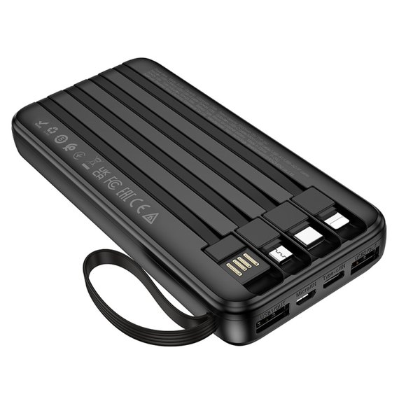 Повербанк Borofone BJ76 Smart 10000 mAh 2A (with cable USB+Type-C+Micro+Lightning) Black, изображение 2