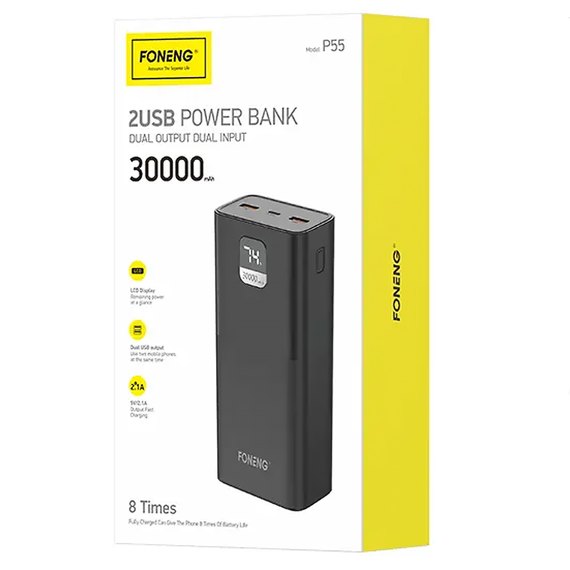 Повербанк Foneng P55 30000 mAh Black (2880000460718), Колір: Чорний, зображення 5