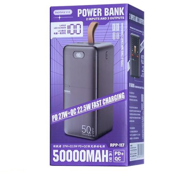 Повербанк Remax RPP-117 Piloteer Series 50000 mAh PD27W+QC22.5W Grey, зображення 5