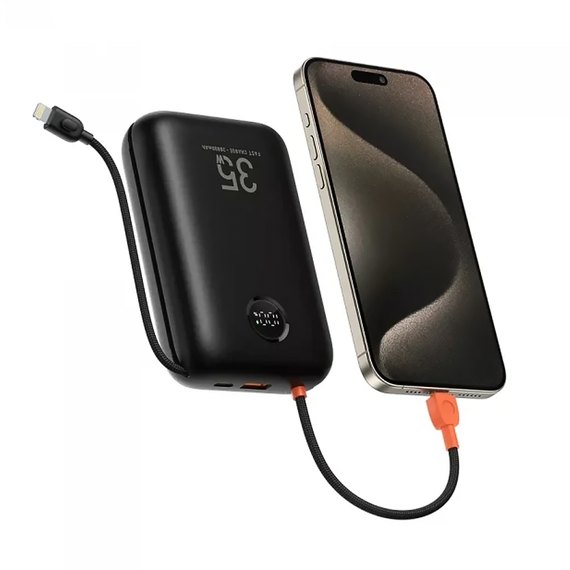 Повербанк VEGER Built-In 2 cables Ultra Mini 30000 mAh Black (VG-W3018), зображення 3