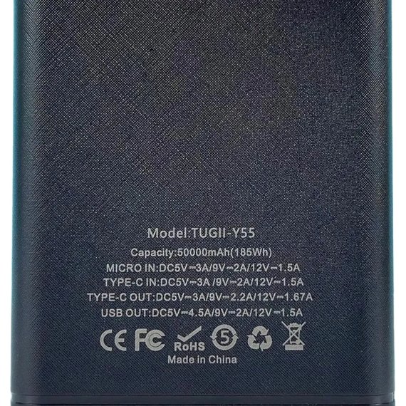 Повербанк WUW TUGII Y55 50000 mAh PD22.5W Black, изображение 4