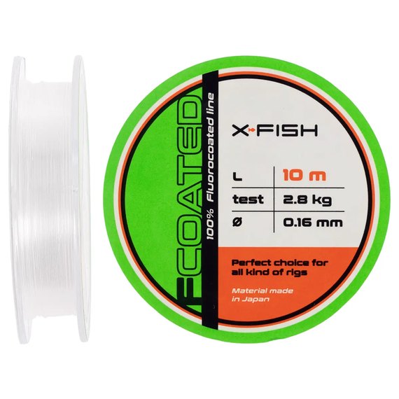 Флюорокарбон X-Fish FCoated 10m 0.16mm 2.8kg (1917.01.22), Діаметр, мм : 0.16 мм, Розмотка, м : 10 м