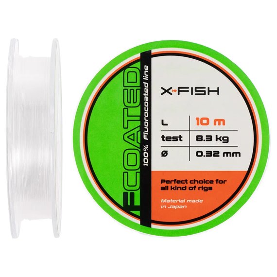 Флюорокарбон X-Fish FCoated 10m 0.32mm 8.3kg (1917.01.29), Діаметр, мм : 0.32 мм, Розмотка, м : 10 м