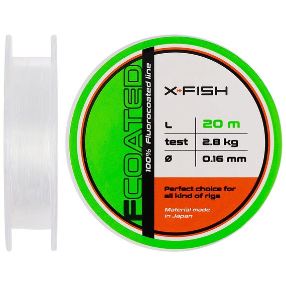 Флюорокарбон X-Fish FCoated 20m 0.16mm 2.8kg (1917.01.41), Діаметр, мм : 0.16 мм, Розмотка, м : 20 м