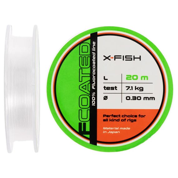 Флюорокарбон X-Fish FCoated 20m 0.30mm 7.1kg (1917.01.47), Діаметр, мм : 0.30 мм, Розмотка, м : 20 м