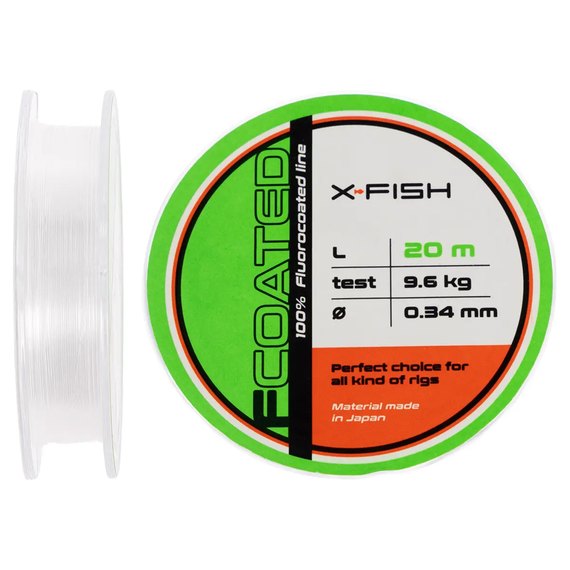 Флюорокарбон X-Fish FCoated 20m 0.34mm 9.6kg (1917.01.49), Діаметр, мм : 0.34 мм, Розмотка, м : 20 м