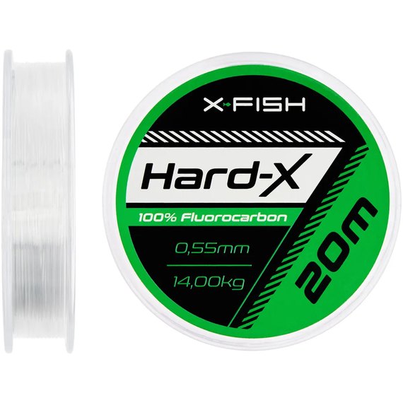 Флюорокарбон X-Fish Hard-X 20m (clear) 0.55mm 14.00kg (1917.03.91), Діаметр, мм : 0.55 мм, Розмотка, м : 20 м