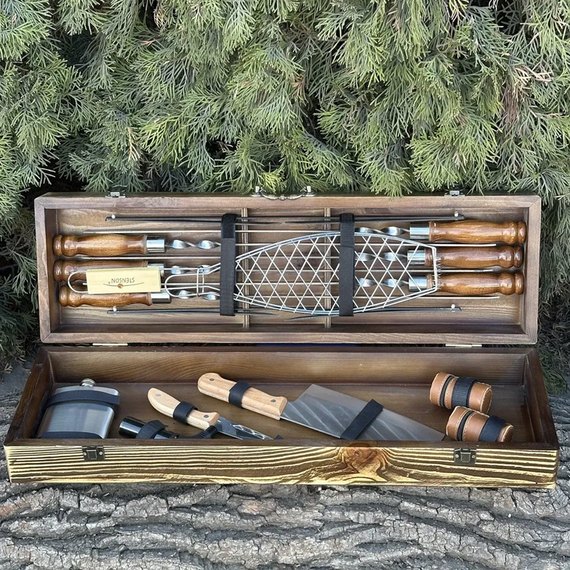 Подарочный набор шампуров Mzavod Мастер BBQ светлая текстура (PN-BBQ-TLT), Цвет: Светло-коричневый, изображение 2