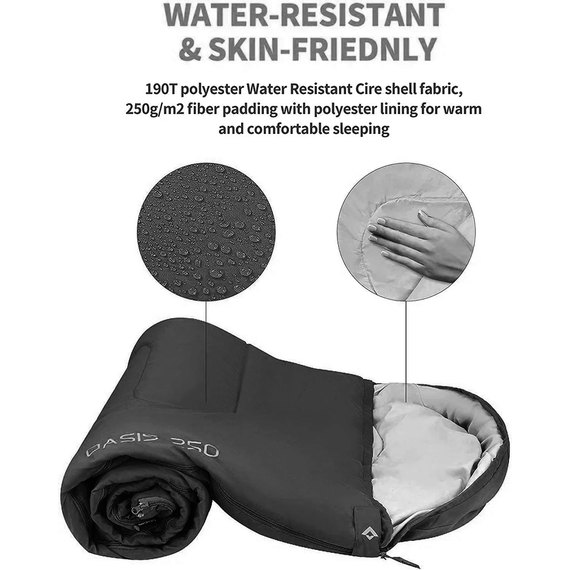 Спальный мешок KingCamp Oasis 250 Comf +12°C / Lim +7°C / Extr -3°C Black (KS3121_BLACK_L_01), изображение 3