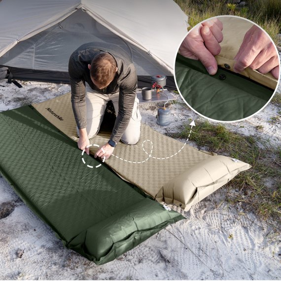 Самонадувающийся коврик Naturehike CNK2450WS020 100 мм темно-зеленый (6927595712733), изображение 5