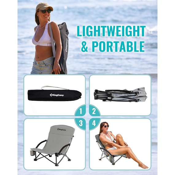 Стул раскладной KingCamp Beach Chair Grey (KC1919_GREY), изображение 4