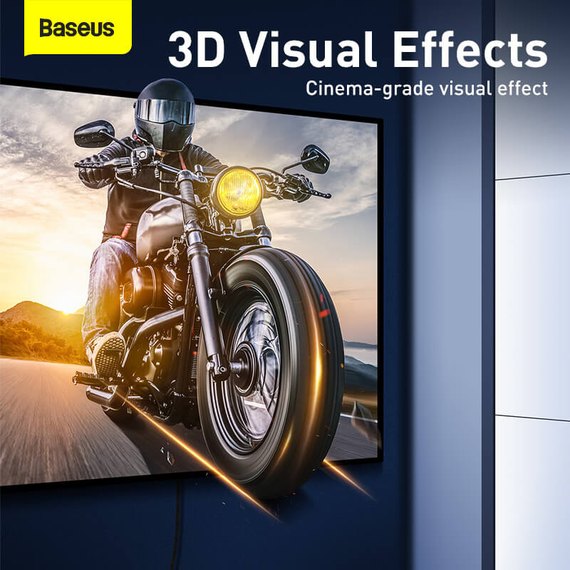 Кабель Baseus High Definition Series HDMI 8k to HDMI 8k Adapter Cable 3m, 8K, HDMI2.1 Black (CAKGQ-L01), изображение 4