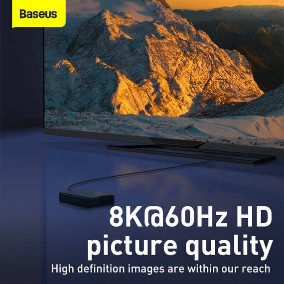 Кабель Baseus High Definition Series HDMI 8k to HDMI 8k Adapter Cable 3m, 8K, HDMI2.1 Black (CAKGQ-L01), изображение 5