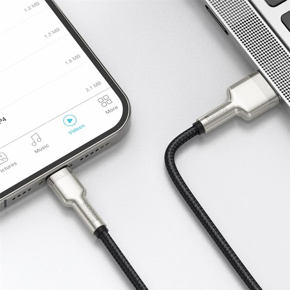Кабель Baseus Lightning Cafule Series Metal Data Cable 1m, 2.4A Black (CALJK-A05), изображение 2