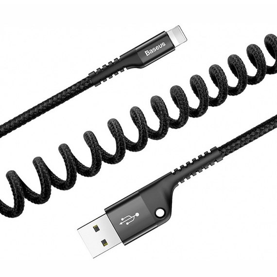 Кабель Baseus Lightning Fish Eye Spring 3A, 1m Black (CALSR-09)