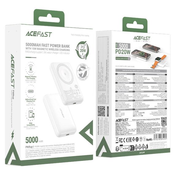 Повербанк AceFast M25 5000 mAh PD20W White, изображение 7