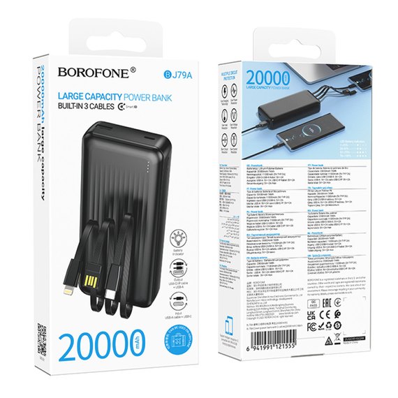 Повербанк Borofone Clever BJ79A 20000 mAh Black, изображение 4