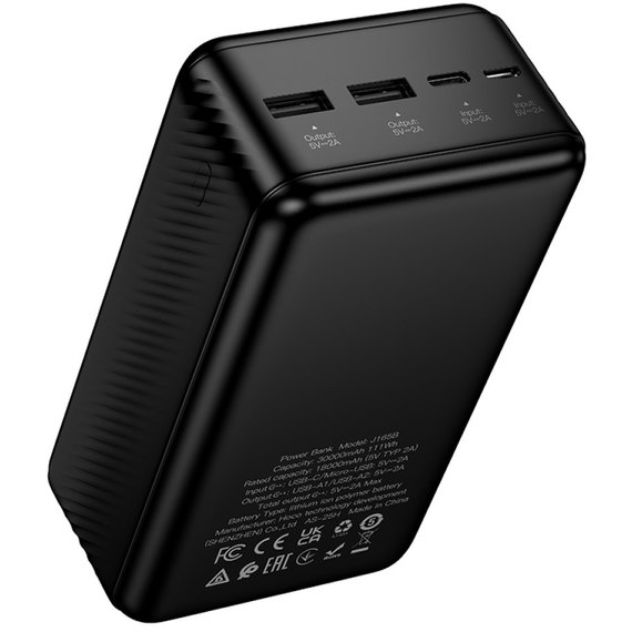 Повербанк HOCO Honey J165B 30000 mAh Black, зображення 2