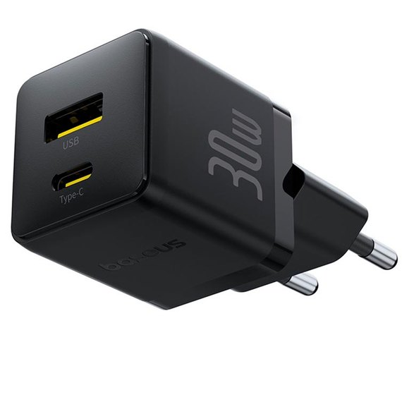 Зарядное устройство Baseus Palm Fast Charger 1USB/1Type-C, 30W/3A, PD/QC Black (P1011160A113-00), изображение 2