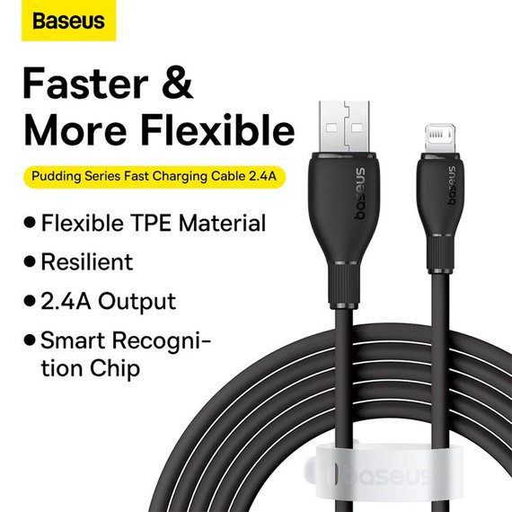 Кабель Baseus Lightning Pudding Series Fast Charging Cable 2.4A, 2m Black (P10355700111-01), изображение 4