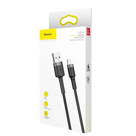 Кабель Baseus Lightning Cafule 0.5m, 2.4A Black (CALKLF-AG1), зображення 5