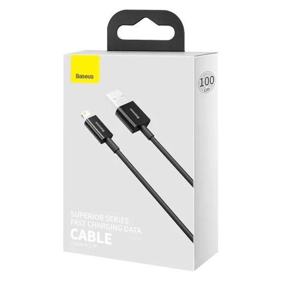 Кабель Baseus Lightning Superior Series Fast Charging Data Cable 1m, 2.4A Black (CALYS-A02), изображение 6