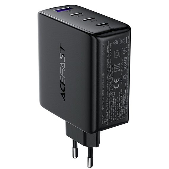 Зарядний пристрій ACEFAST PD GaN charger A94 3USB-C/1USB-A, 100W/3A, PD/QC Black (6974316283133)