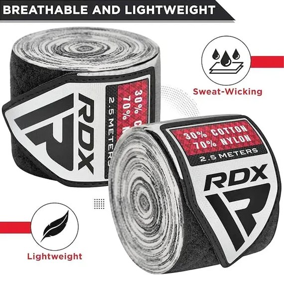 Бинты боксерские RDX RB Hand Wraps Camo Grey 2.5 м (HWJ-CG), Цвет: Серый, Длина бинта: 2.5 м, изображение 2