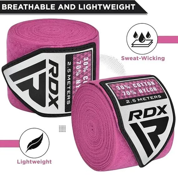 Бинты боксерские RDX RB Hand Wraps Pink 2.5 м (HWJ-RP), Цвет: Розовый, Длина бинта: 2.5 м, изображение 4