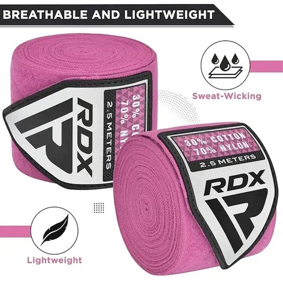 Бинты боксерские RDX RB Hand Wraps Pink 4.5 м (HWX-RP+), Цвет: Розовый, Длина бинта: 4.5 м, изображение 2