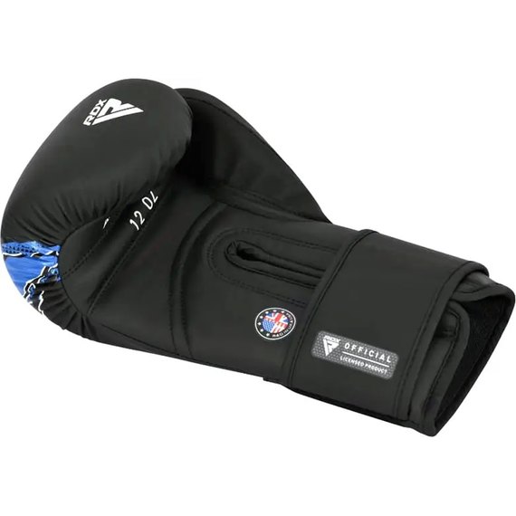 Боксерские перчатки RDX F17 Aura Boxing Gloves Black/Blue 16 ун. (BGR-F17BU), Вес: 16 унций, Цвет: Чёрный/Синий, изображение 4