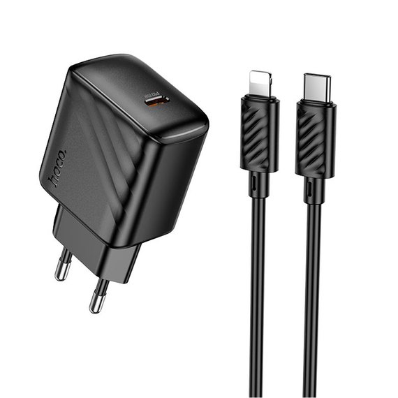 Зарядний пристрій HOCO Type-C to Lightning Cable Puerto single-port charger set CS24A 1Type-C, 25W/3A Black (6942007639767), зображення 3