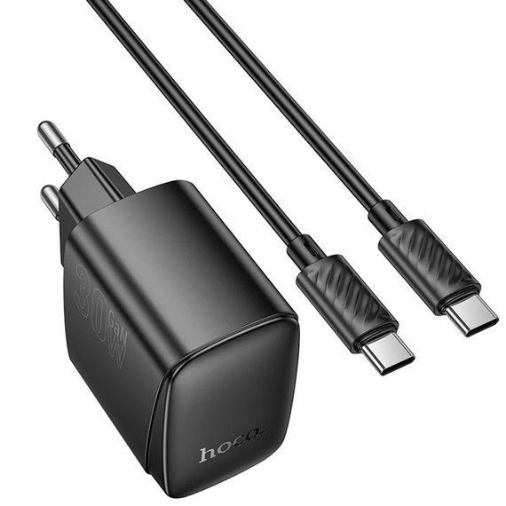 Зарядний пристрій HOCO Type-C to Type-C Cable Bright charger set CS61A 1USB/1Type-C, 30W/3A Black (6942007638449)