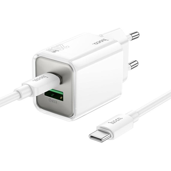 Зарядное устройство HOCO Type-C to Type-C cable Glorious N46 1USB/1Type-C, 20W/3A, PD/QC White (6942007635349)