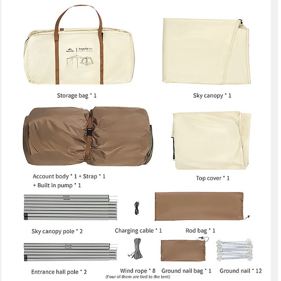 Намет Naturehike Ango надувний з тентом CNK2550WS017 коричневий (6977465869852), зображення 11