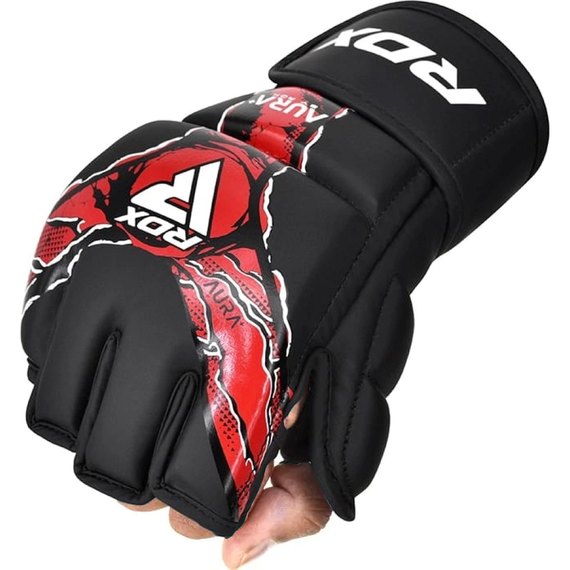 Перчатки для ММА RDX F17 Grappling Gloves Aura Black/Red S (GGR-F17BR), Размер: S, Цвет: Чёрный/Красный, изображение 2