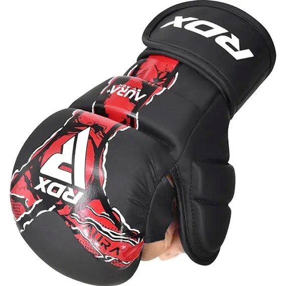 Перчатки для ММА RDX F17 Grappling Gloves Shooter Aura Black/Red S (GSR-F17BR), Размер: S, Цвет: Чёрный/Красный, изображение 2