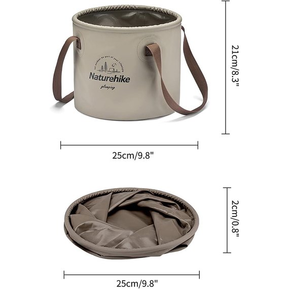 Складное ведро для воды Naturehike NH20SJ040, 20 л, коричневый (6927595764633), изображение 2